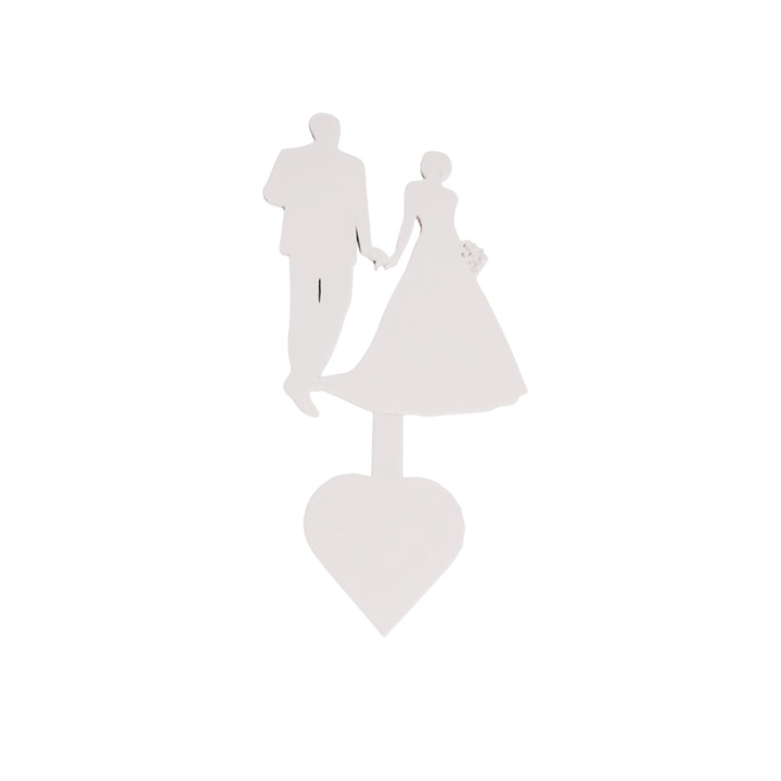 Tortafedő dekoráció, "MENNYASSZONY ÉS MENNYASSZONY" esküvői torta dekoráció, 19,5 x 10 cm elefántcsont fehér