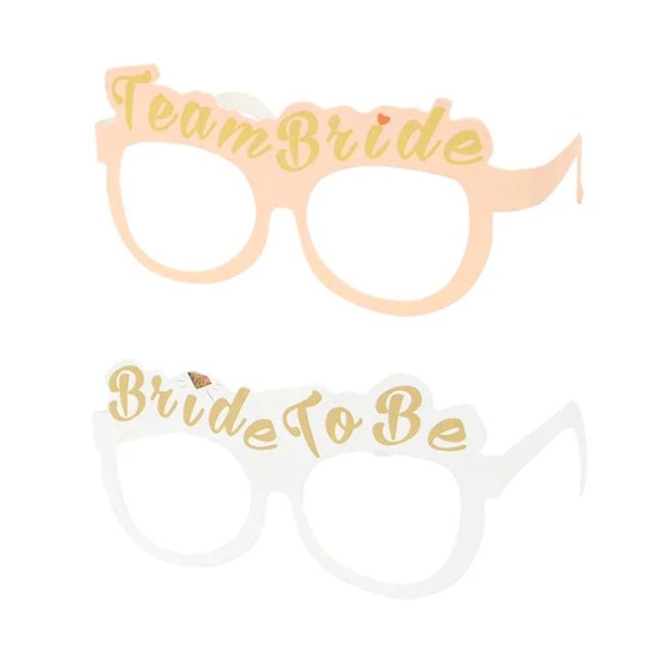 Set 6 ochelari petrecere Bride to Be/ Team Bride, Petrecerea Burlacitelor Alb, Roz