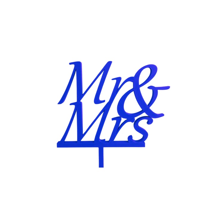 Декорация за торта "ГОСПОДИН И Г-ЖА" заедно завинаги, 14,5 х 14 см синьо