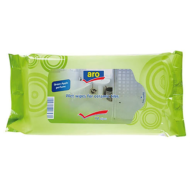 Servetele umede pentru suprafete ceramice cu parfum de mere, Aro, 72 Buc