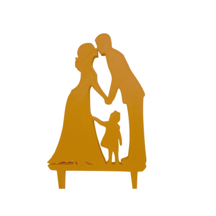 Декорация за торта, специално събитие "БУЛКА И БУЛКА", щастие в три, 18,8 х 11 см злато