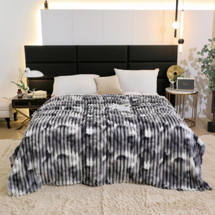 Patura Cocolino, pentru pat dublu, Jojo Home, model Degrade, 2 persoane, 200x230cm, Gri