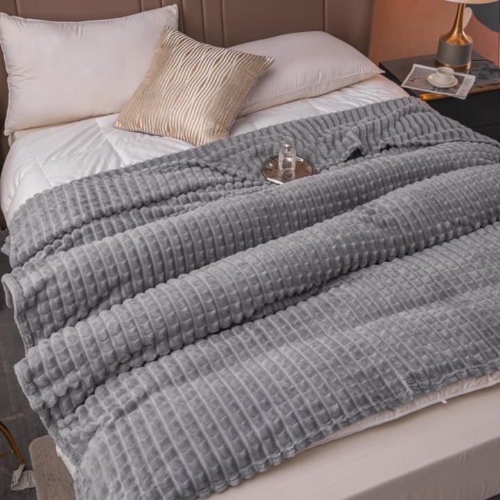 Одеяло Cocolino, за двойно легло, Jojo Home, Uni, модел Groft Type, 2 души, 200x230см, светло сиво