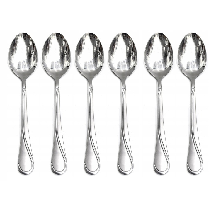 Set 6 linguri, Domex Decor, Inox, Finisaj satinat, 20 cm, Argintiu