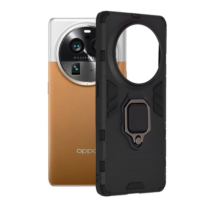 Защитен калъф за Oppo Find X6 Pro, Army Shield, Slim Fit, Hybrid Armor, Ring Holder, Ultra Durail, Черен