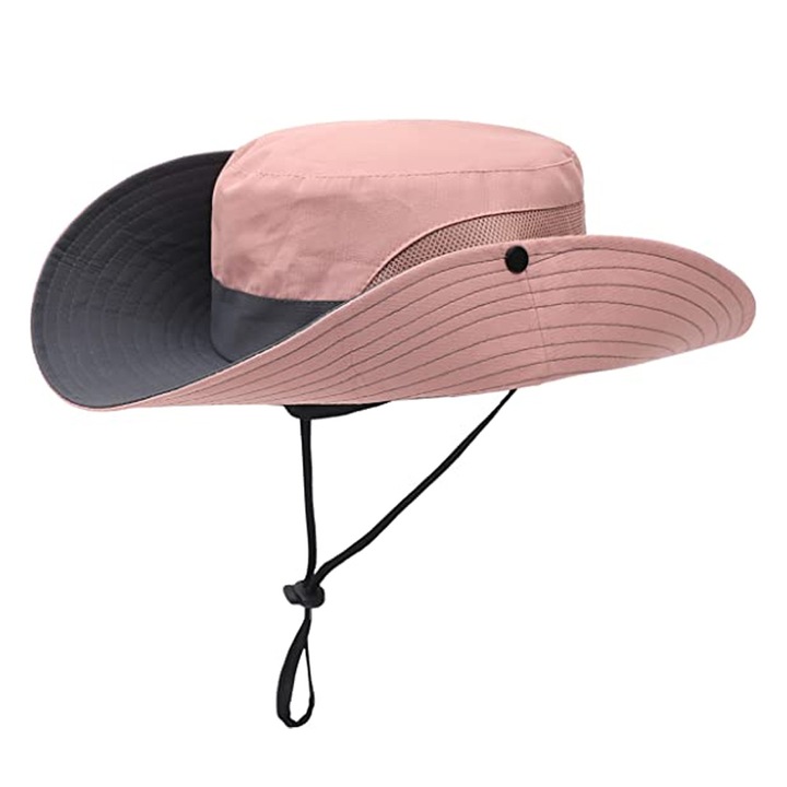 Női napvédő sapka, QttvbTna, poliészter, UV védelem, 56-58cm, rózsaszín/szürke