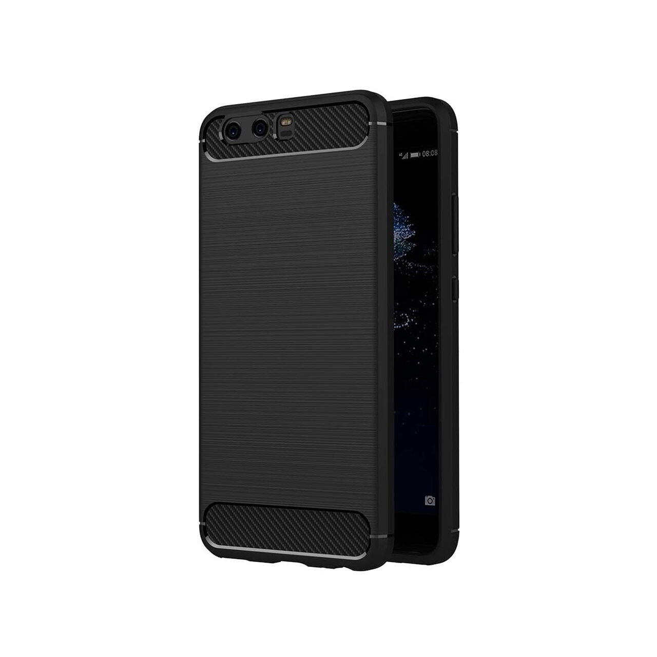 Husa Compatibila cu Huawei P10 Techsuit Carbon Silicone Negru
