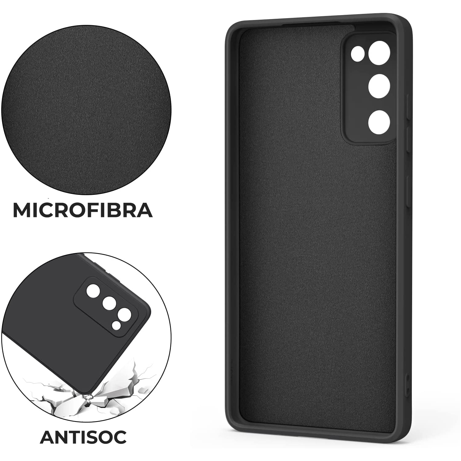 Husa Daden® Soft Silicone compatibila cu Samsung S20 FE, Interior din Microfibra, Protectie la camera, Protectie sporita, Negru