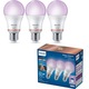 Pachet 3 becuri LED RGB inteligente Philips Smart A60, Wi-Fi/Bluetooth, E27, 8.5W (60W), lumina alba si colorata (2200-6500K), clasa energetica F