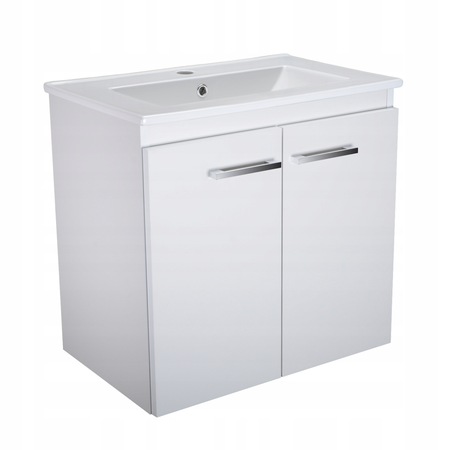 Dulap de baie cu lavoar ceramic, Paplinski Moebel, Suspendat, 60 cm, Alb