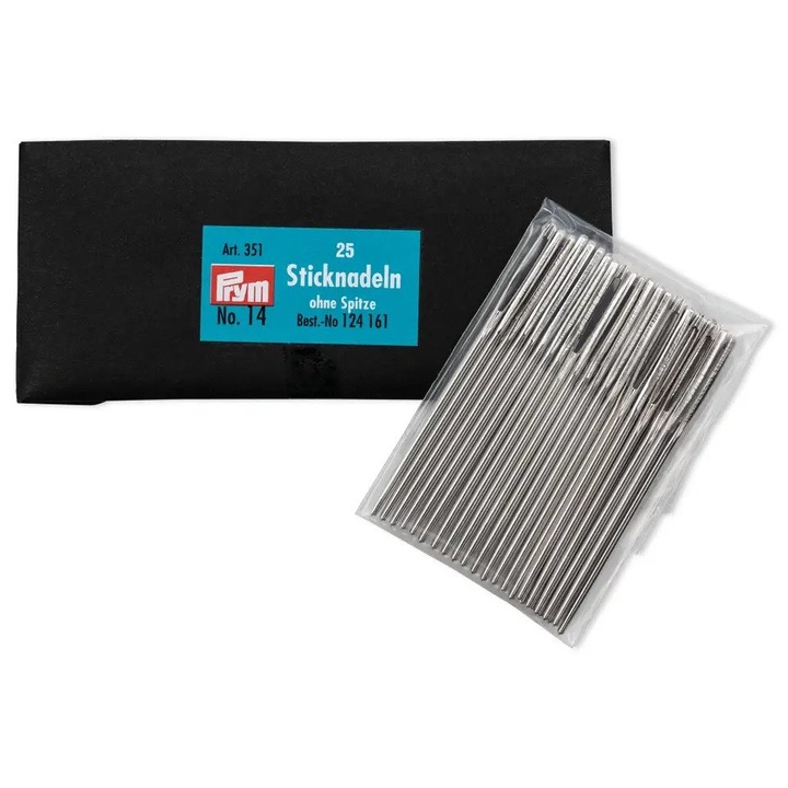 Ace de brodat fara varf, argintii, 25 bucati, 60 mm x 1.90 mm, marimea 14, lungime, Prym