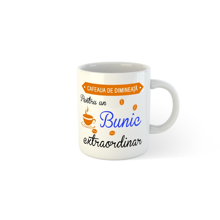 Cana alba personalizata Cafeaua de dimineata pentru un Bunic extraordinar, 330 ml, Pop Radu Daniel II