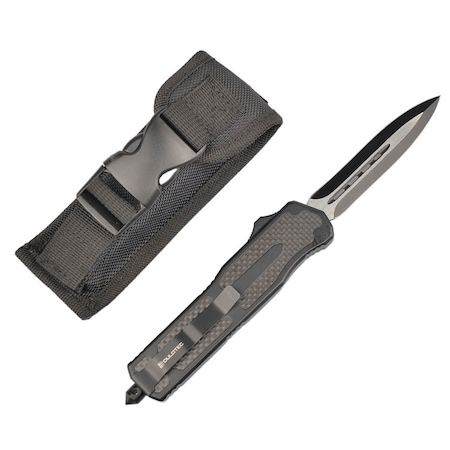 Cutit Automat Dulotec K184A cu buton, dublu tais, prindere curea, negru, 23 cm