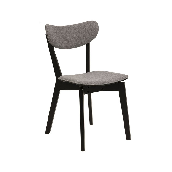 Scaun dining/ bucatarie, negru, lemn si textil, 41.5 x 37.5 x 79.5 cm, Roxby Actona
