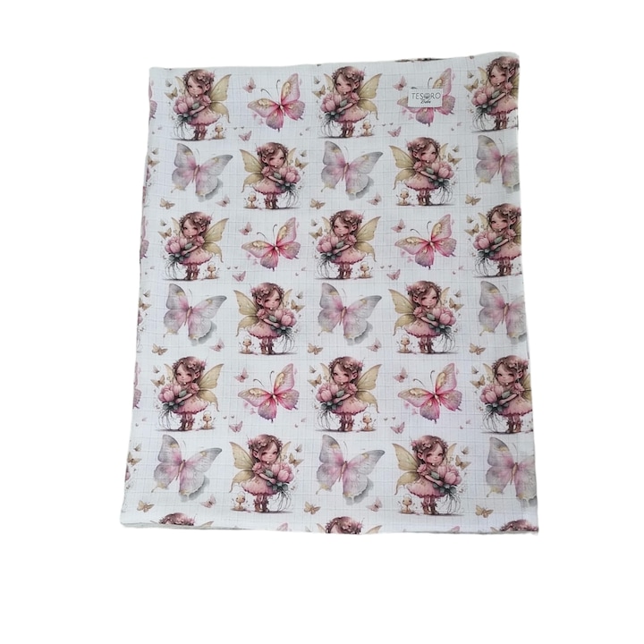 Prémium bambusz és pamut muszlin takaró, Tesoro Bebe, Pillangótündér modell, 70x100 cm