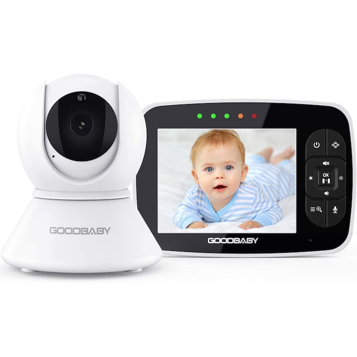 Бебефон и безжична аудио-видео камера за наблюдение на бебета, LikeSmart GoBaby™, HD XL 3,5-инчов LCD екран, въртене на 355°, нощен режим, двупосочен, мониторинг на температурата, приспивни песни