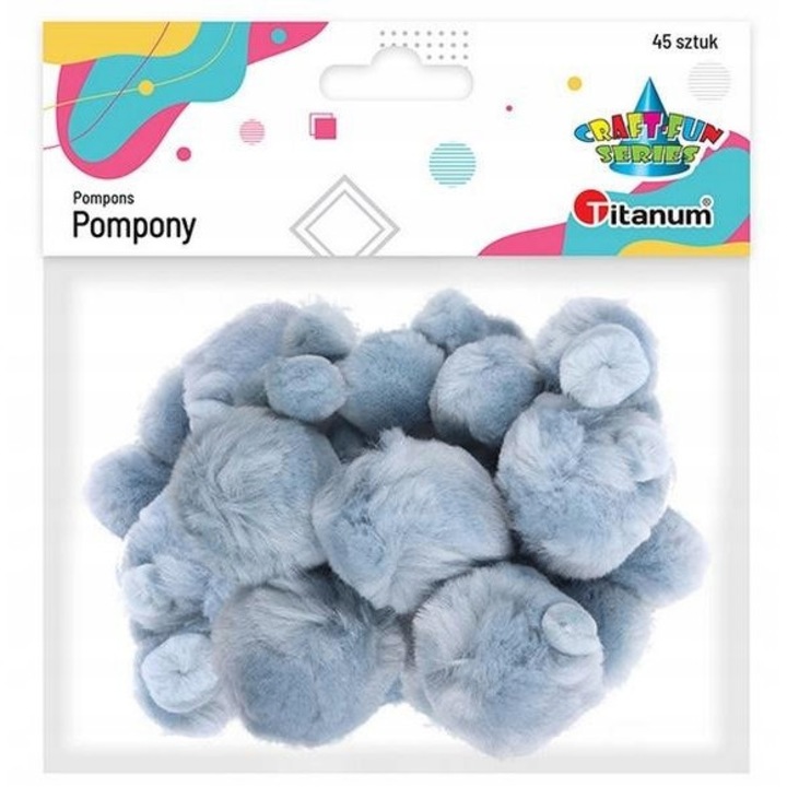 Pompoane, Craft With Fun, Gri, 45 Piese