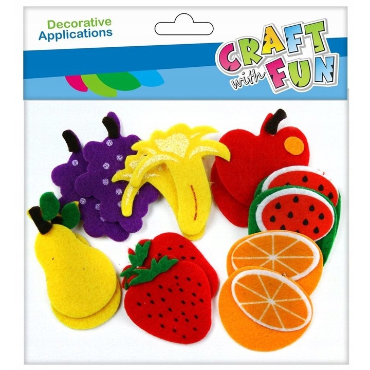 Stickere decorative, Craft with Fun, Fetru, Multicolor, 14 buc