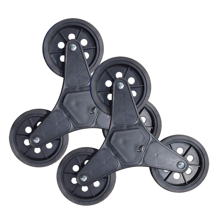 Set 2 ansambluri roti pentru carucior de piata, Naimeed Weel3, Negru