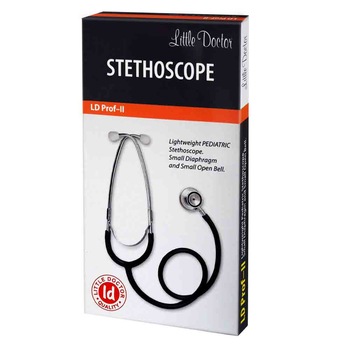 Stetoscop Little Doctor LD Prof II, stetoscop metalic utilizabil pe ambele parti, diafragma mica, Negru/Inox Stetoscop Little Doctor LD Prof II, stetoscop metalic utilizabil pe ambele parti, diafragma mica, Negru/Inox