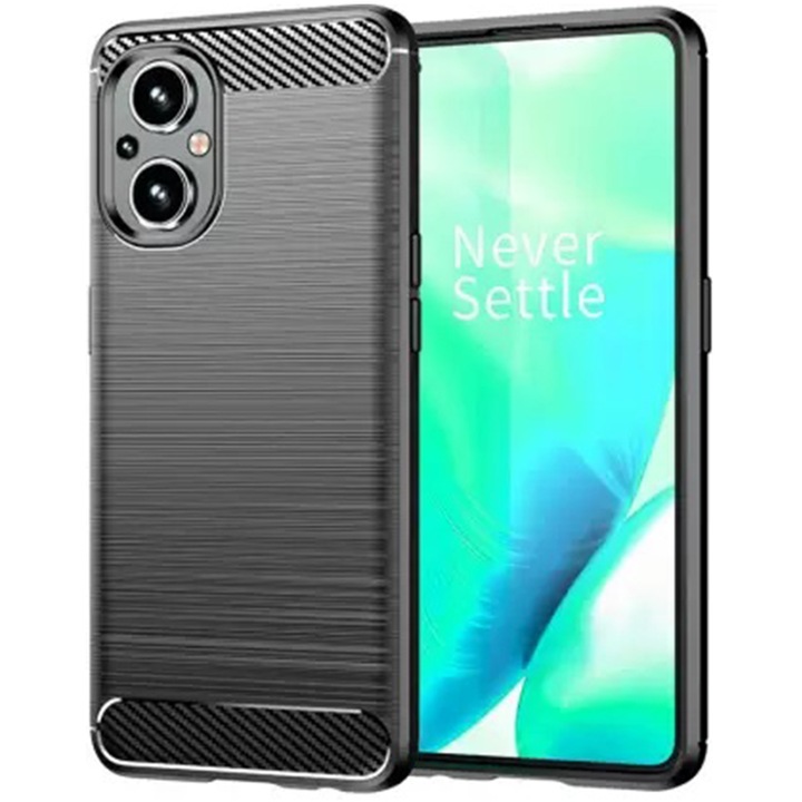 Калъф Supreme Carbon, съвместим с OnePlus Nord N20 SE, Прецизна защита, Набразден дизайн, Подсилени ръбове, Защита от пръстови отпечатъци, Черен
