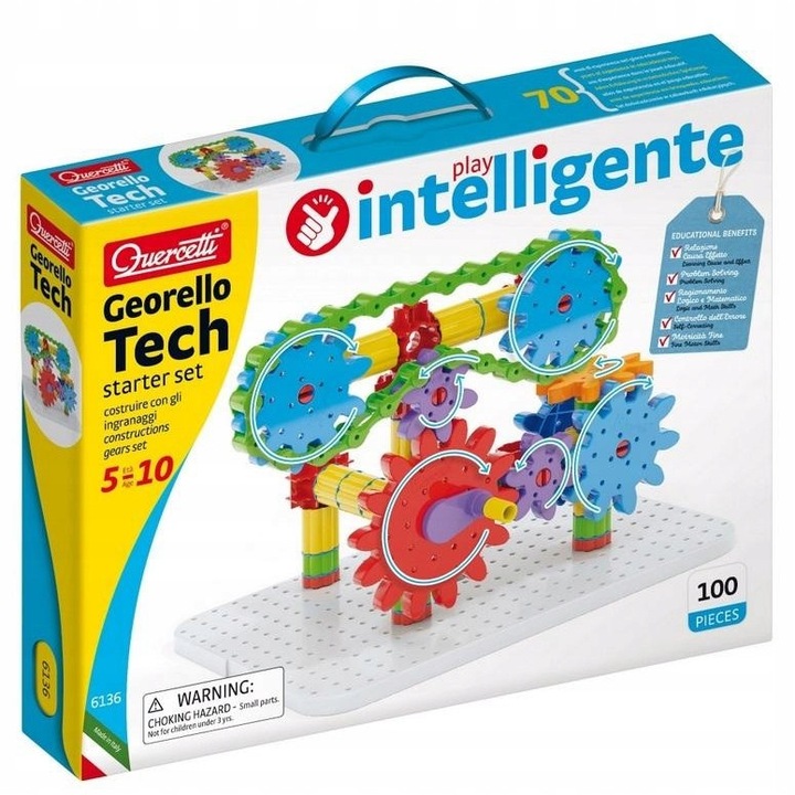 Set 100 piese constructie Quercetti, Plastic, 5-10 ani, Multicolor