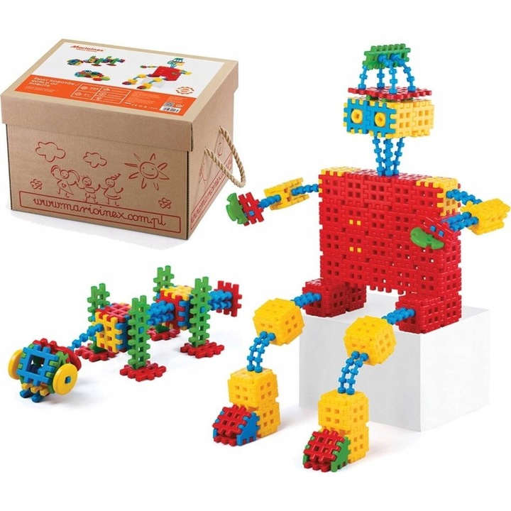 Set 258 blocuri de constructie, Marioinex, Plastic, 2 ani, Multicolor