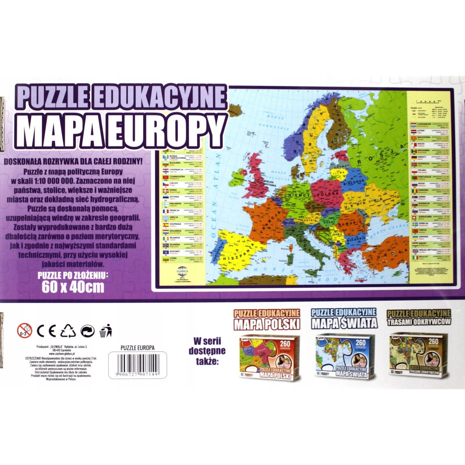Puzzle Noriel NOR4529 Puzzle Travel Harta Europei 100 piese cumpăra la
