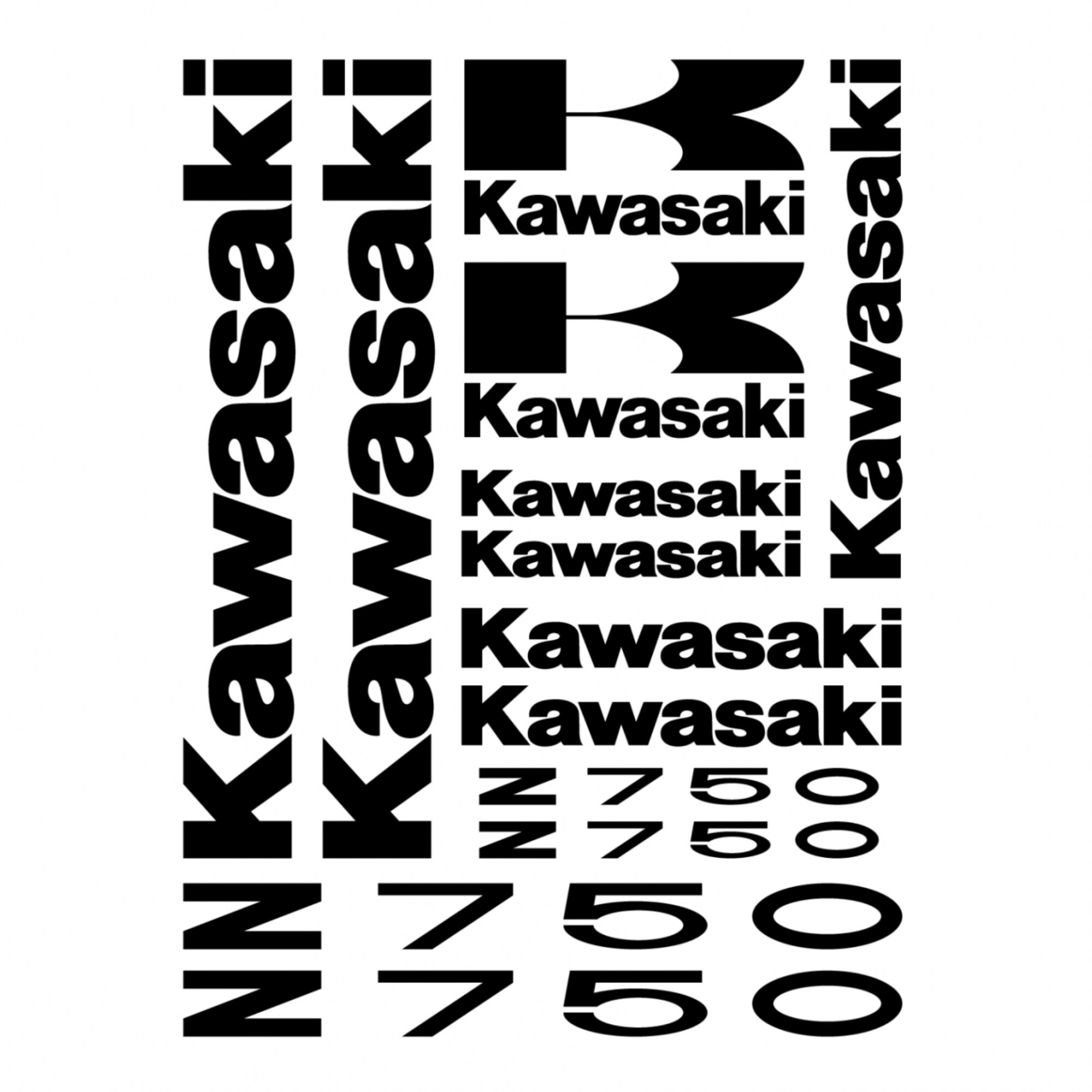 Set Stickere Kawasaki Z750, 13 cm, rezistent la lumina, rezistent