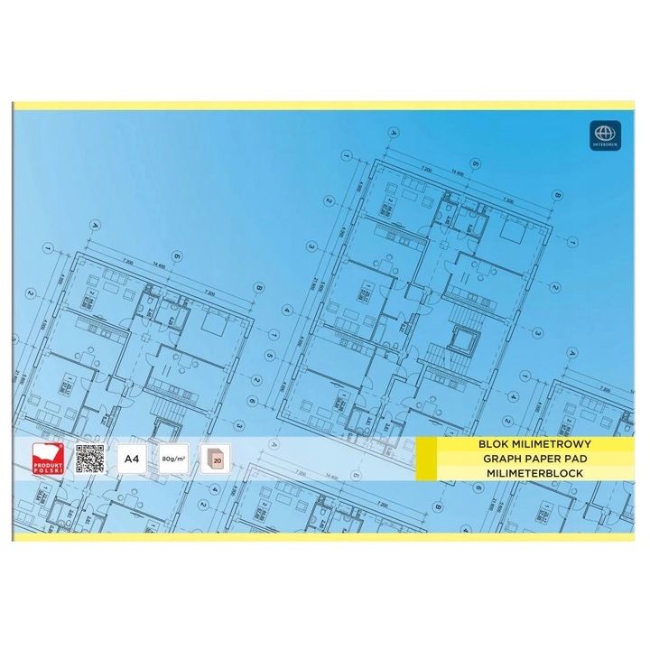 Bloc hartie milimetrica, Interdruk, A4, 20 de coli