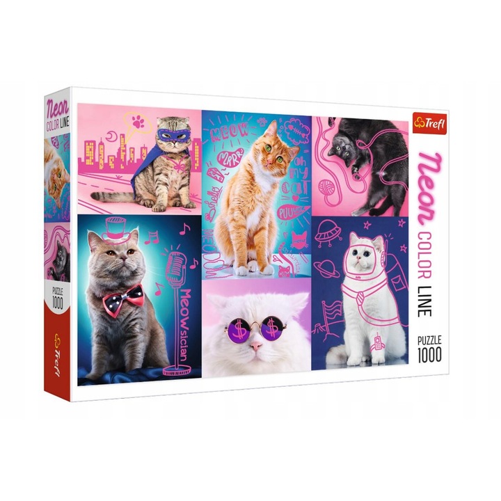 Puzzle Super pisici, Trefl, 1000 piese