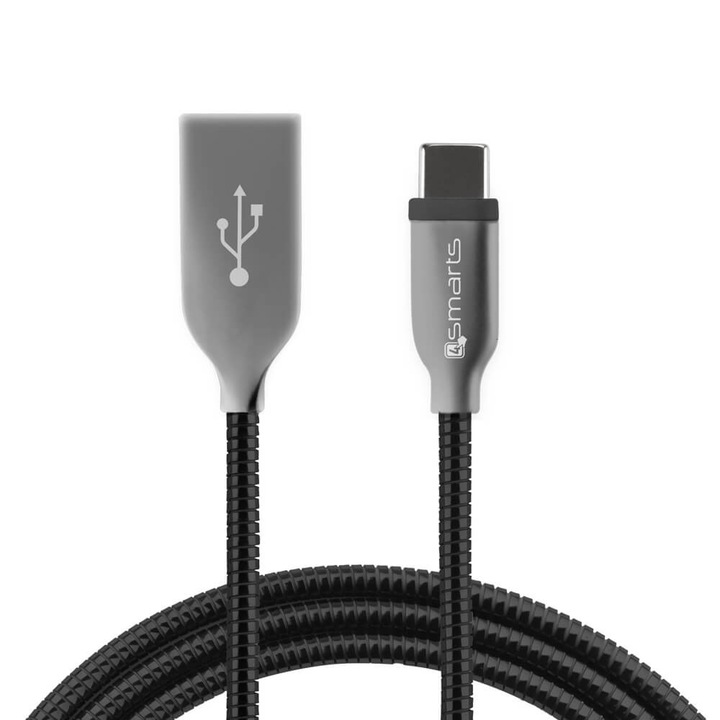 4smarts FerrumCord Type-C Stainless Steel Data Cable - USB-C кабел с оплетка от неръждаема стомана (50 см) (черен)