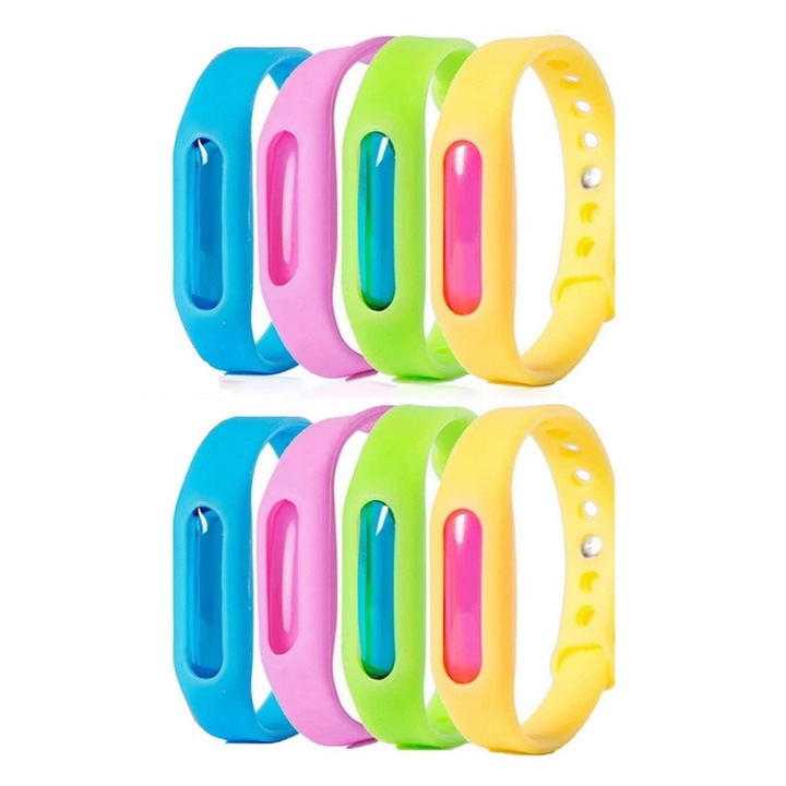 Set 8 Bratari Din Silicon Anti-Tantari/Insecte, Efect Repelent pana la 720h, 100% Natural, Luxer