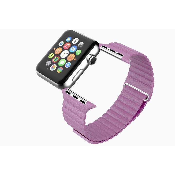 Daden mágneses bőrszíj kompatibilis az Apple Watch SE/8/7/6/5/4/3/2/1, kijelző 38/40/41 MM, rózsaszín