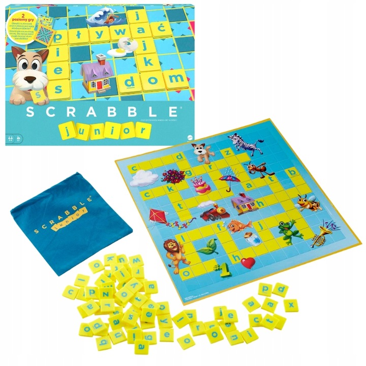 Joc de societate, Mattel Game Scrabble Junior, 7 ani+, 6-10 jucatori, Multicolor