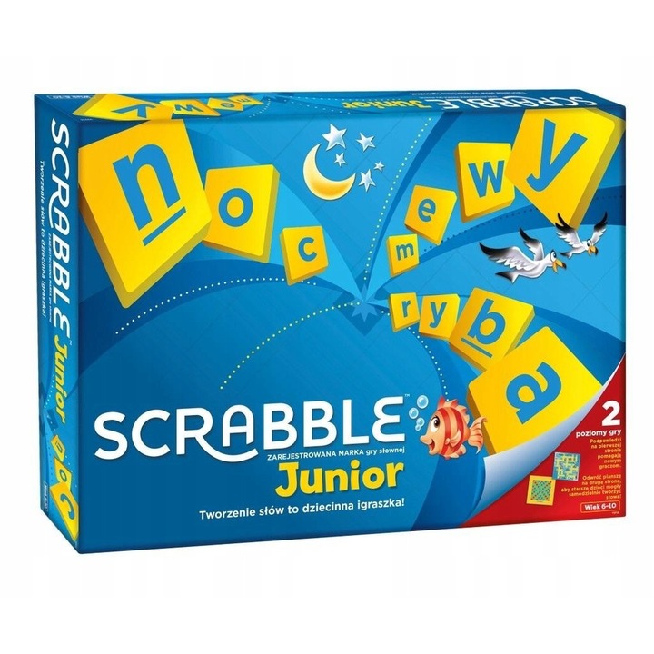 Társasjáték, Mattel Game Scrabble Junior, 7 év+, 6-10 játékos, többszínű