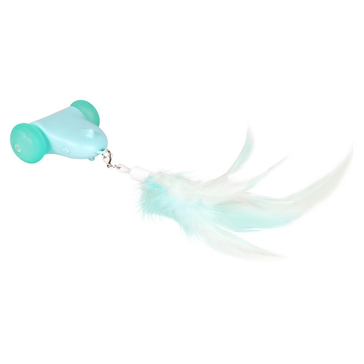 Jucarie Interactiva Pisici Automata, Mentine Atentia Pisicilor, Pornire automata la Atingere, Lumini Colorate, Baterie Reincarcabila, Albastru