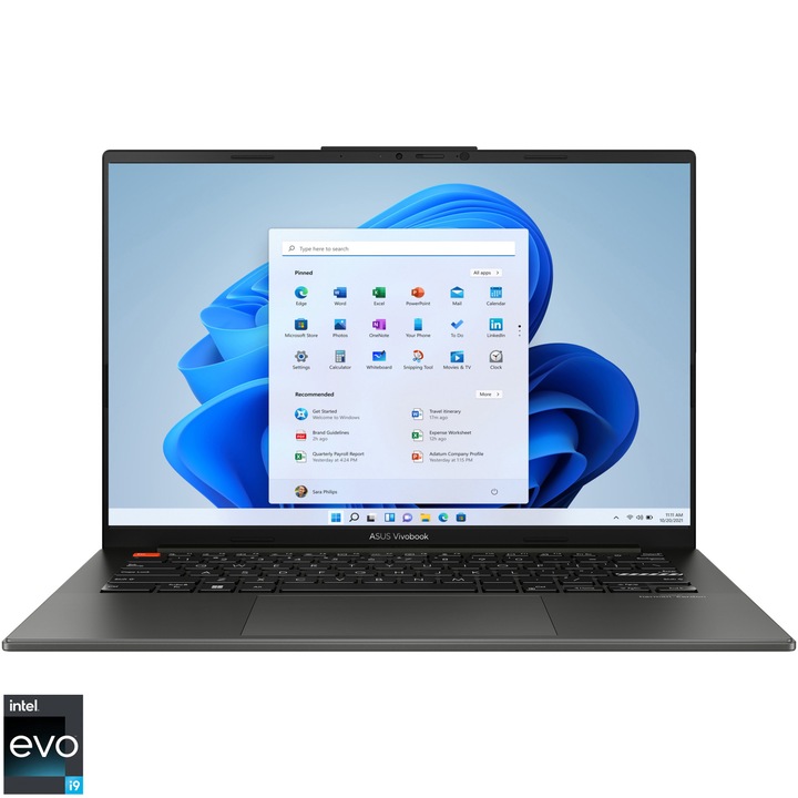 ASUS VivoBook S14 S5404VA laptop Intel® Core™ i9-13900H proceszorral 5.40 GHz-ig, 14.5", 3K, OLED, 16GB, 1TB SSD, Intel® Iris Xe Graphics, Windows 11 Pro, Nemzetközi angol billentyűzet, Midnight Black