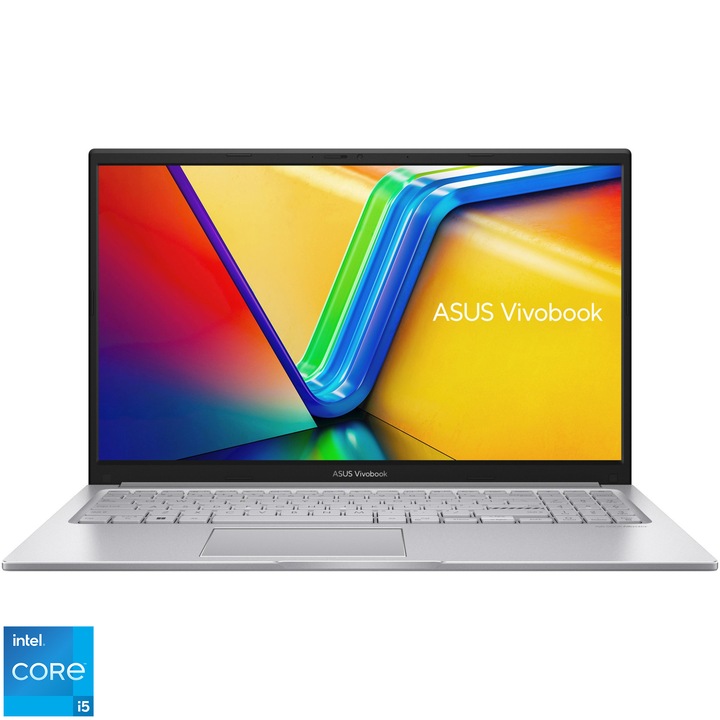 Laptop ASUS VivoBook 15 A1504ZA cu procesor Intel® Core™ i5-1235U pana la 4.40 GHz, 15.6", Full HD, IPS, 8GB, 512GB SSD, Intel® UHD Graphics, No OS, Cool Silver
