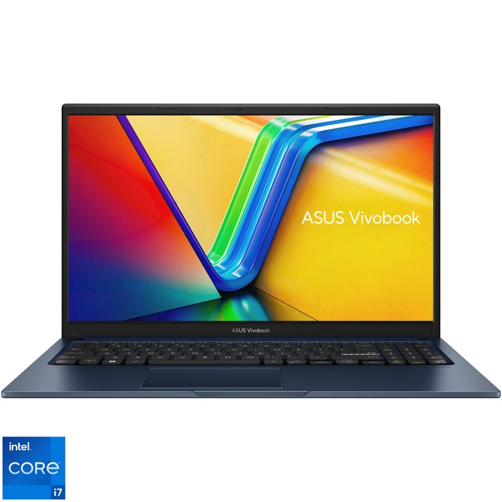 Laptop ASUS VivoBook 15 A1504ZA cu procesor Intel® Core™ i7-1255U pana la 4.7 GHz, 15.6", Full HD, IPS, 8GB, 512GB SSD, Intel® UHD Graphics, No OS, Quiet Blue