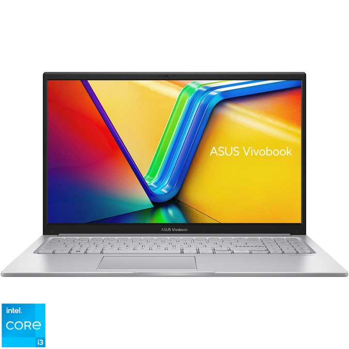 Laptop ASUS VivoBook 15 A1504ZA cu procesor Intel® Core™ i3-1215U pana la 4.40 GHz, 15.6", Full HD, IPS, 8GB, 256GB SSD, Intel® UHD Graphics, No OS, Cool Silver