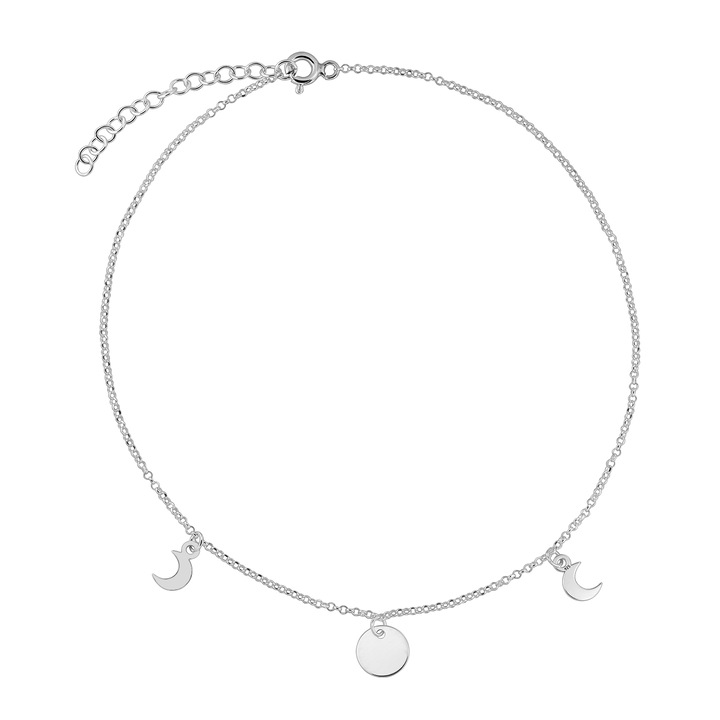 Bratara din argint, semiluna-luna-semiluna, Argintiu