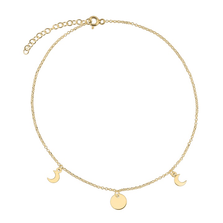 Bratara din argint, semiluna-luna-semiluna, Auriu