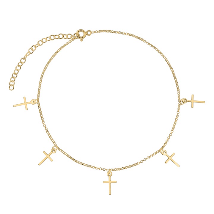 Bratara din argint, cinci cruciulite, Auriu