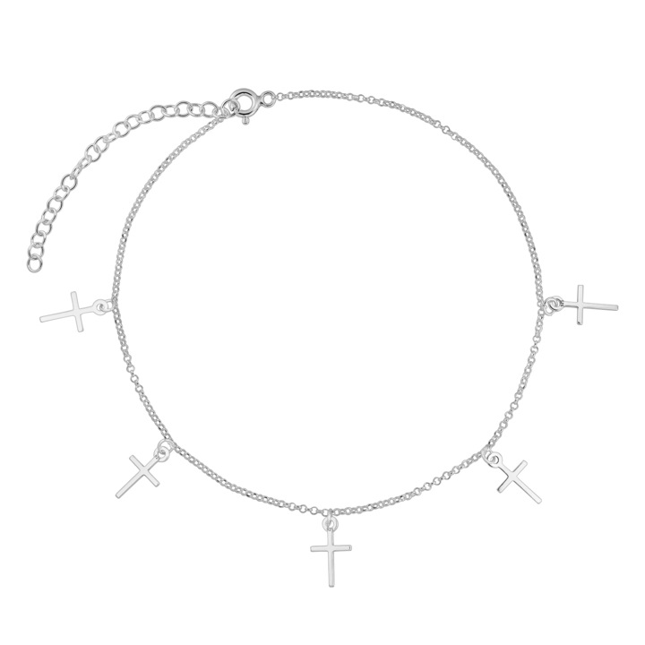 Bratara din argint, cinci cruciulite, Argintiu