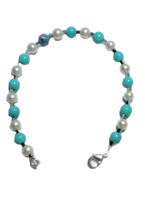 Гривна, полускъпоценни камъни върху метална тел, синя, 20 см