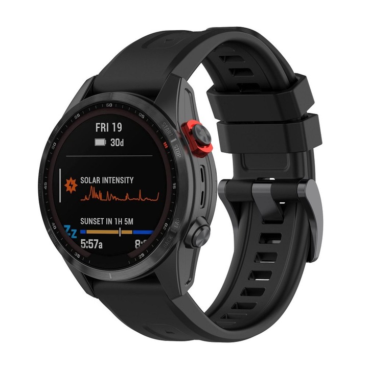 Curea pentru Ceas+Surubelnite, din Silicon, G-Tech Triple Protection, Compatibila Cu Garmin Fenix 3 / 3HR / 5X / 6X / 6X Pro / 7X / 7X Pro, Negru