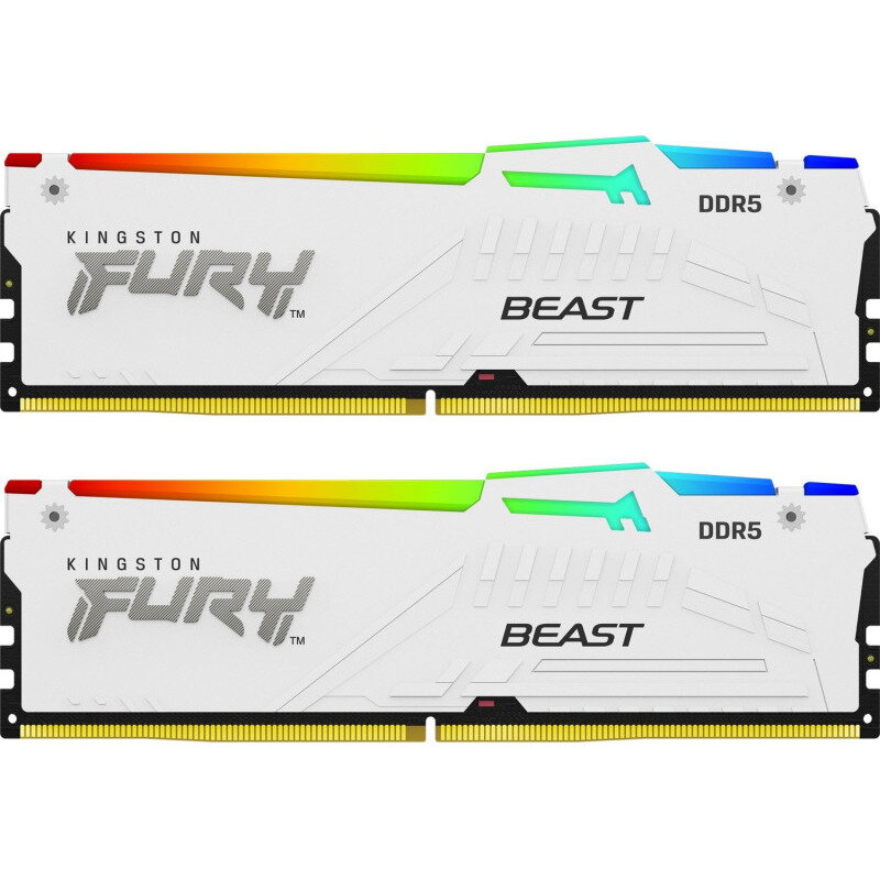 Memorie RAM DDR5, 64GB, 6000MHz, CL36, 1.35V, FURY Beast White, RGB, Kit of 2