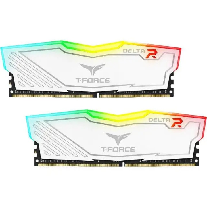 Memorie Team Group T-Force Delta RGB White, DDR4, 16GB (2x8GB), 3200MHz, CL16-20-20-40, 1.35V