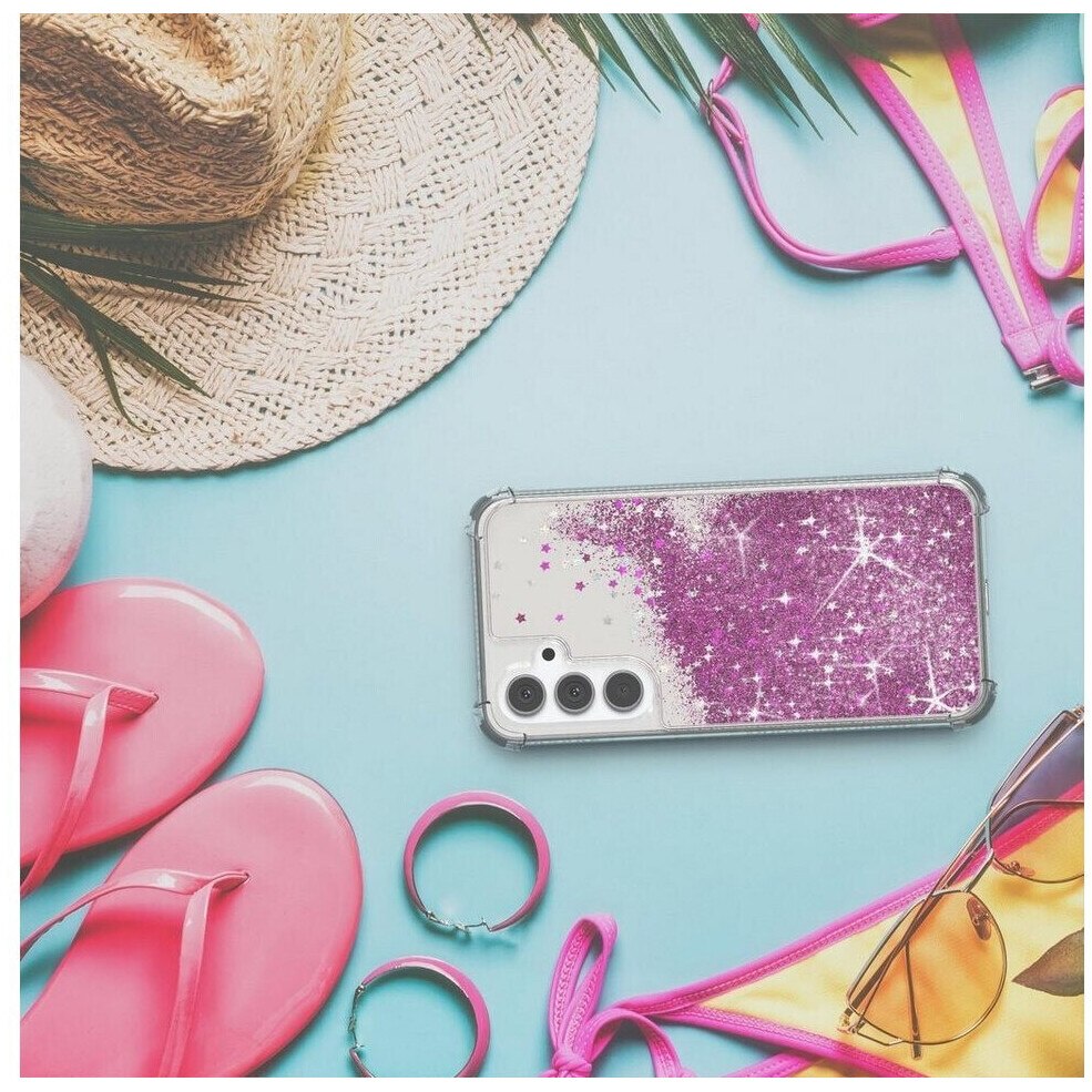 Husa compatibila cu Samsung Galaxy A34, cu Apa si Sclipici, Glitter, Fashion, protectie camera, Premium Quality, Roz, ISAG